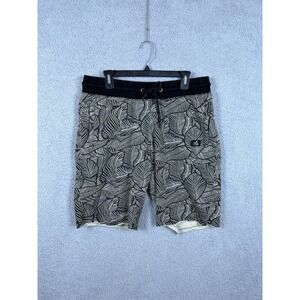 PRPS Leaf Print Drawstring Shorts Men's Size L‎ Black/White